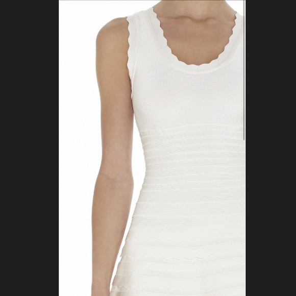 Herve Leger Jules White Scallop Edge Bandage Dress - Picture 4 of 8